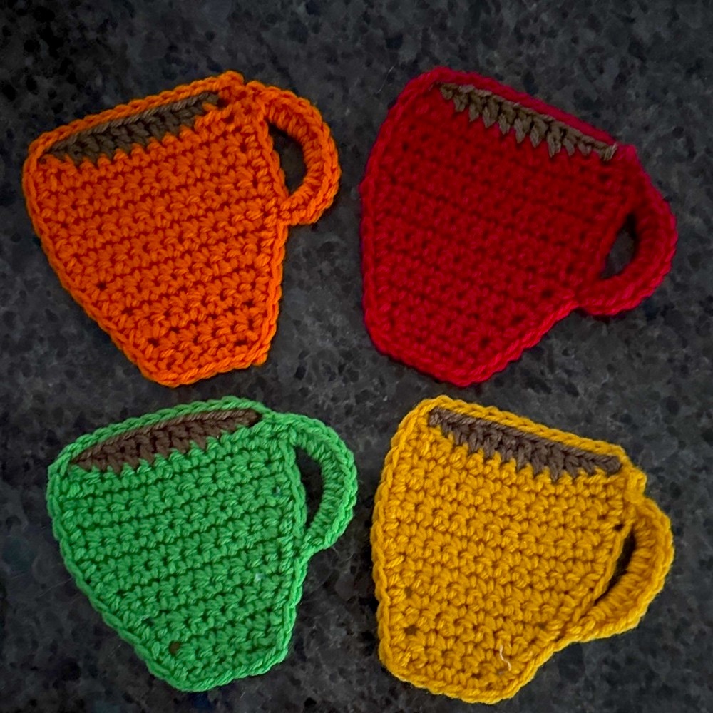 Crochet Coffee Cup Coasters with Backing - Picture 6 of 9